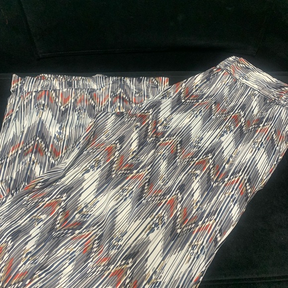 Pants - Wide Leg Printed Pants in Navy, White & Rust